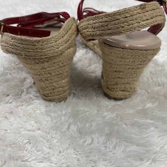 Sandler of Boston Amherst ankle strap espadrille red wedge sandal, 7.5 - Picture 6 of 7